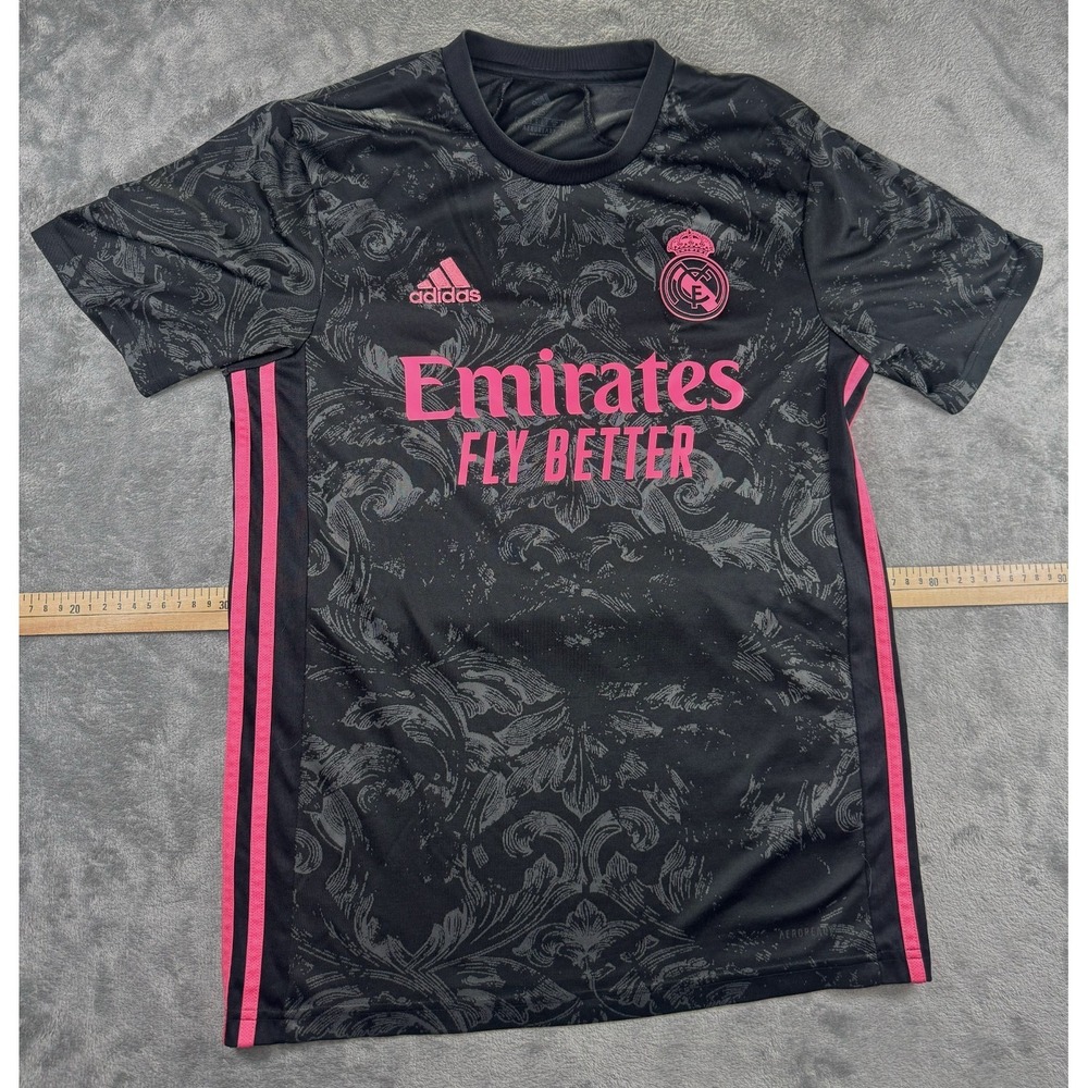 Adidas Real Madrid 2020 2021 Third Jersey Black Pink Soccer Mens Size S GE0933